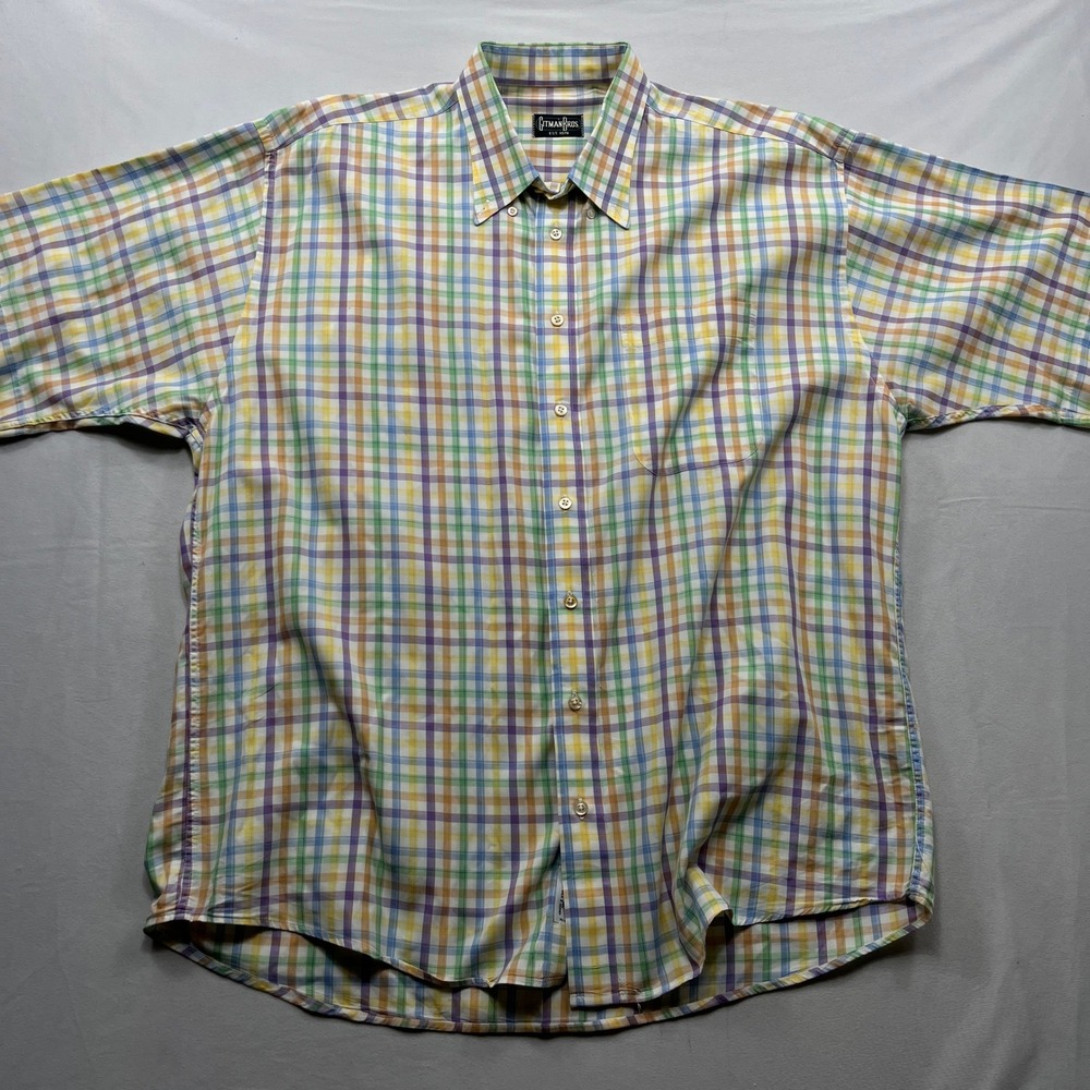 Gitman Bros Shirt Short Sleeve Plaid Button Down Multicolor Mens XL